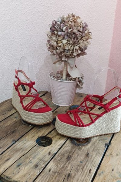 Sandalias Rojas Cuñas