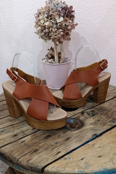 Sandalias Marrones Tacón Ancho
