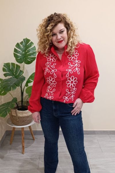 Camisa Flor Roja